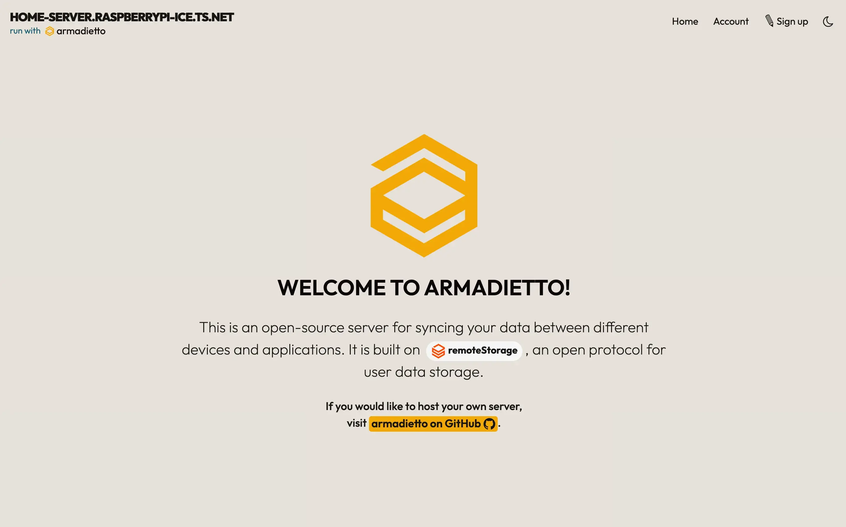 Interface of Armadietto showing the file manager.