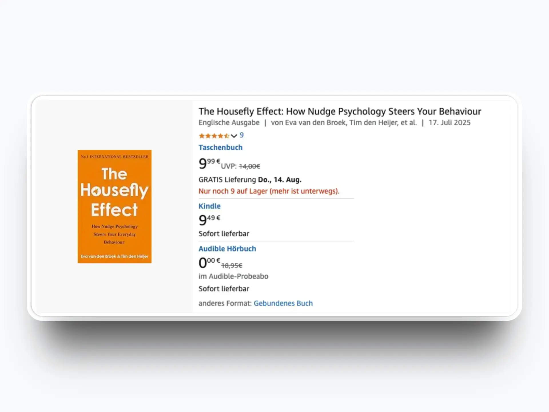 A visual representation of Amazon's scarcity and urgency nudge, showing a product with limited stock.