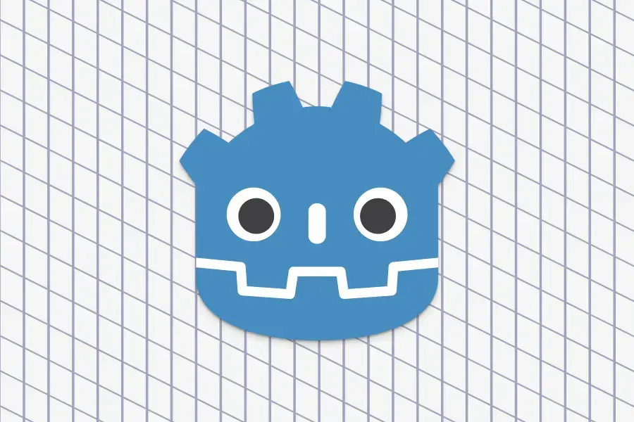 Logo of Godot in the center of a grid background