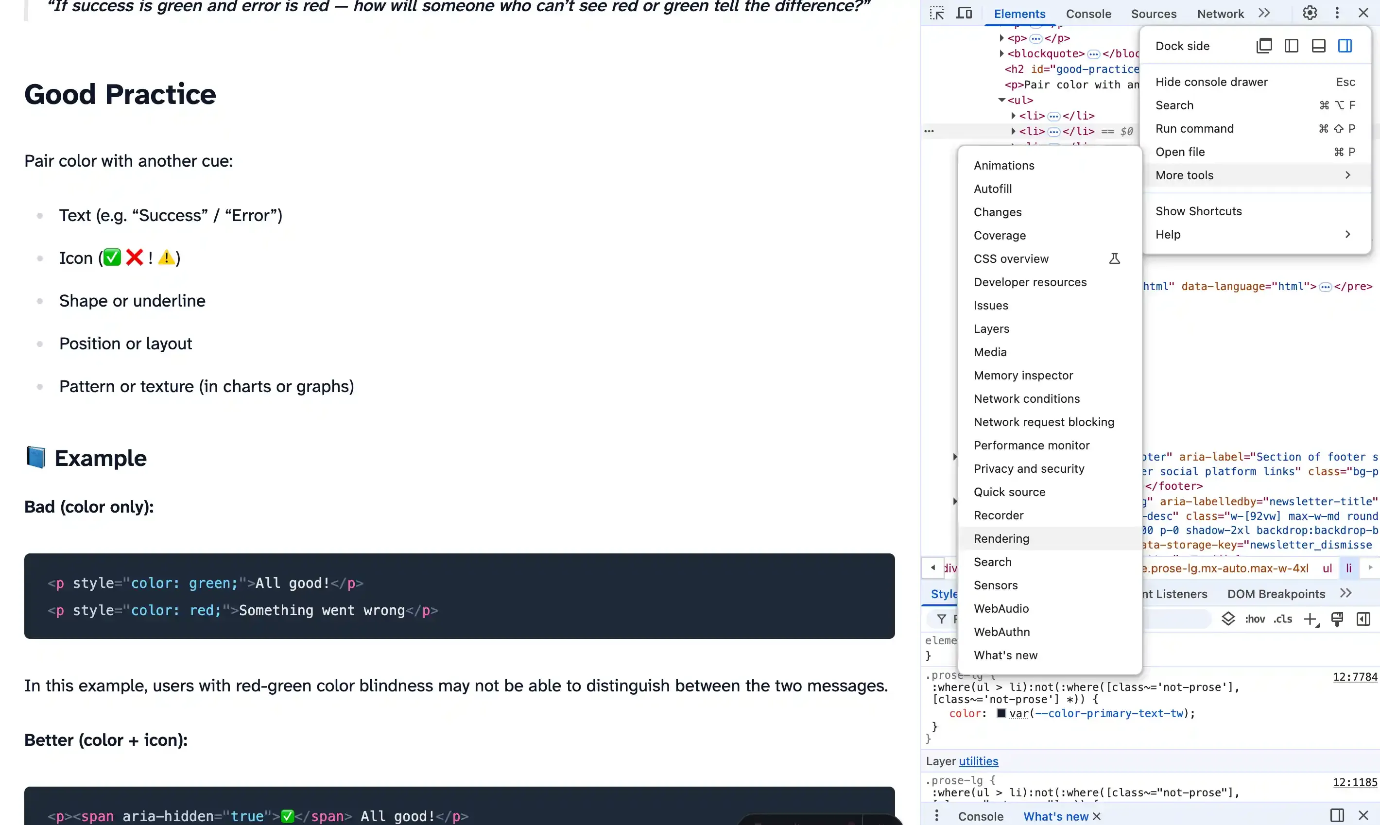 Activate rendering settings in Chrome DevTools.