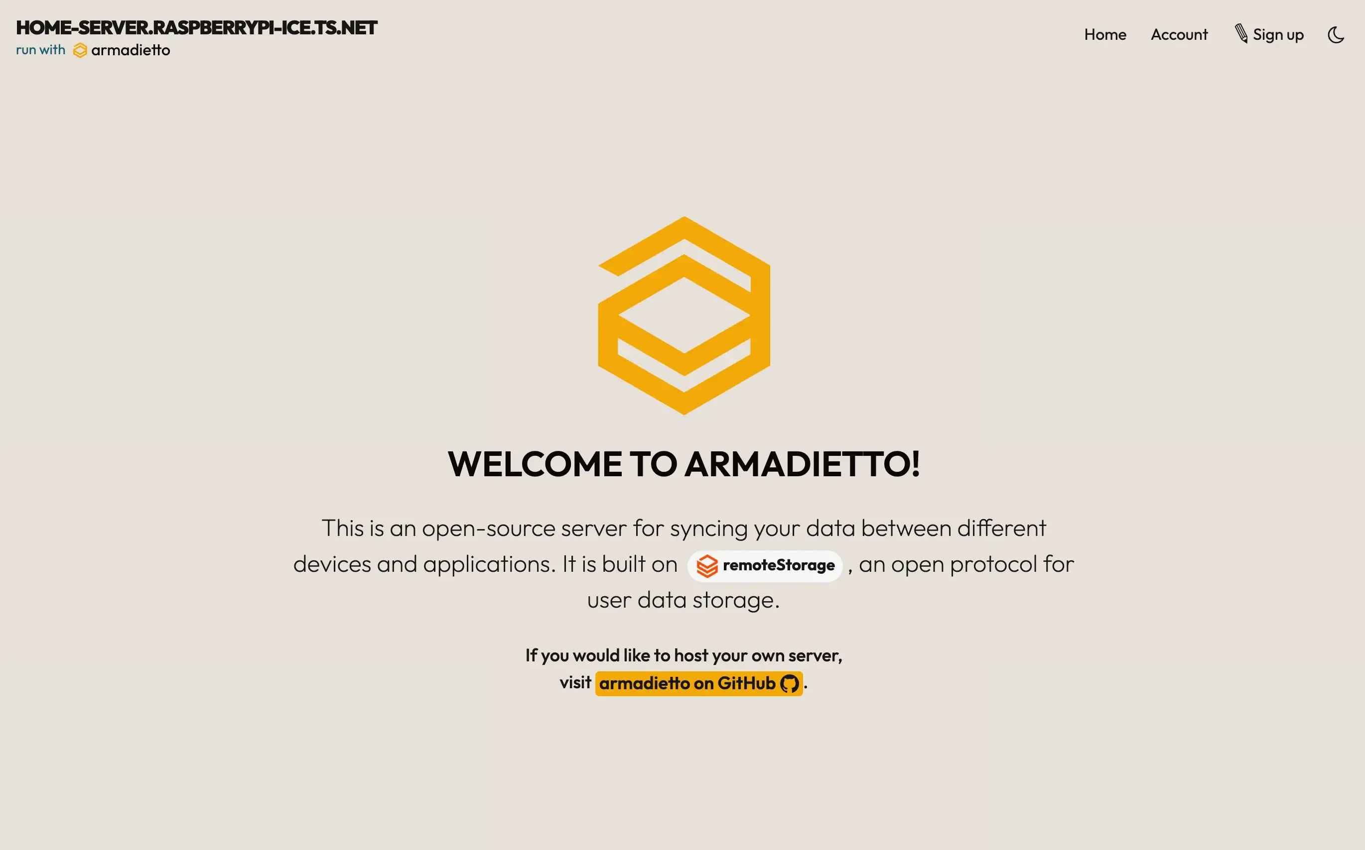 Interface of Armadietto showing the file manager.