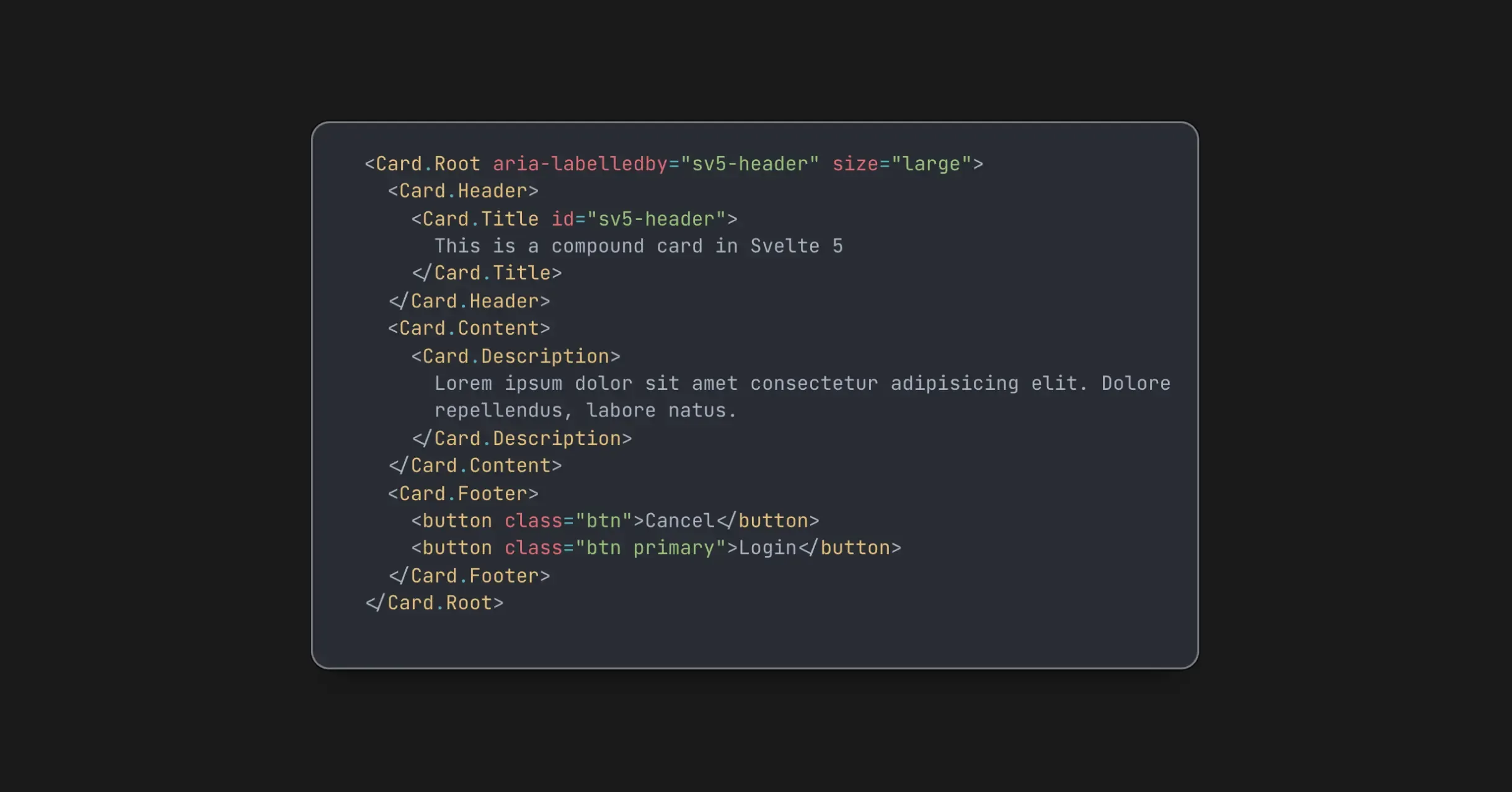 Example of a Card component with a header, body and footer