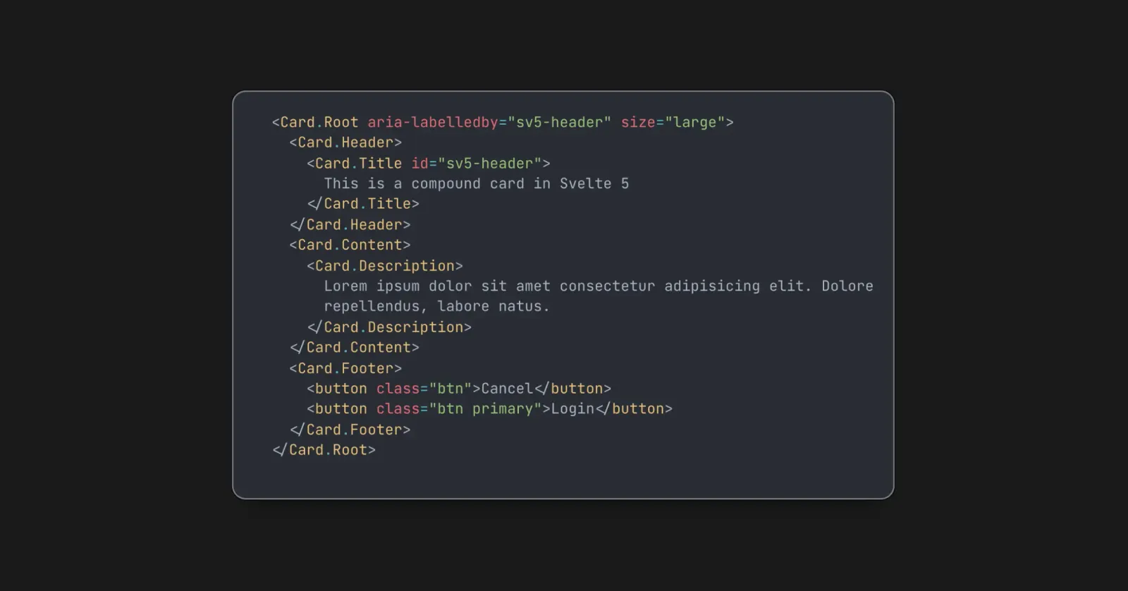 Example of a Card component with a header, body and footer