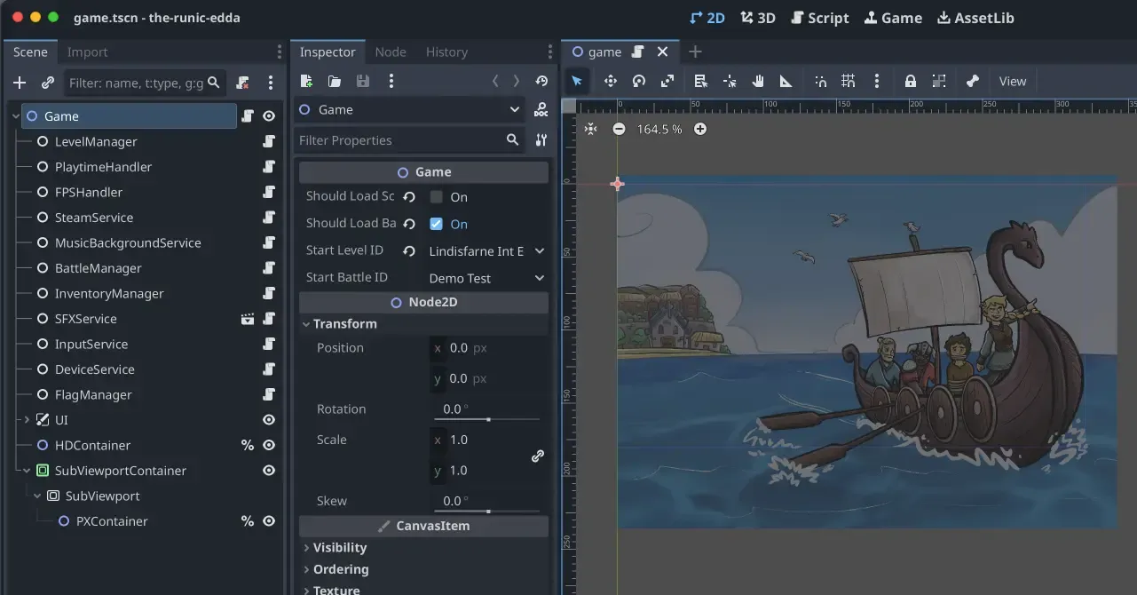 Showcase of the main file of the Service Layer architecture in Godot for The Runic Edda game.