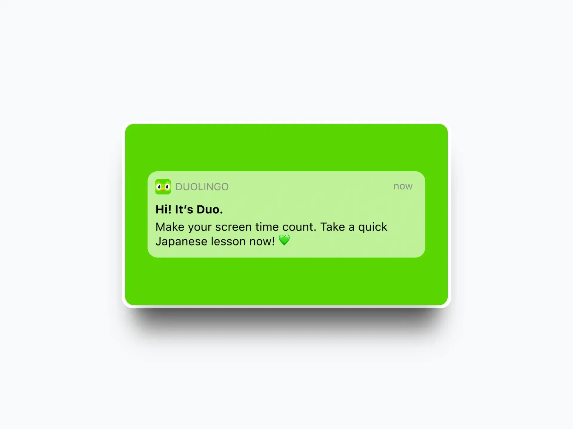 A visual representation of Duolingo's notification system, showing a user receiving reminders to practice.